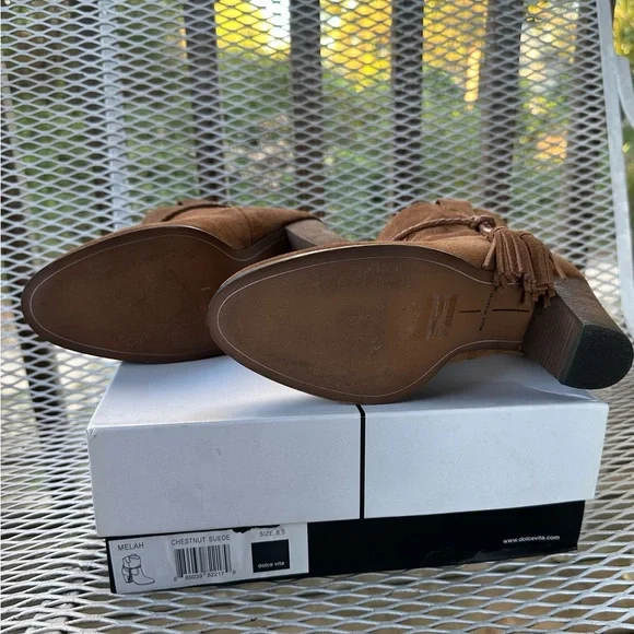 Dolce Vita Melah Chestnut Suede Boots - Picture 3 of 7